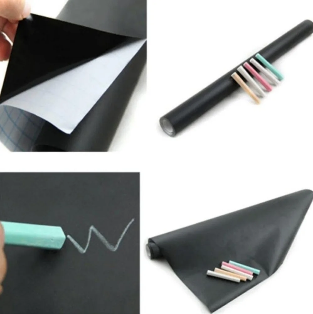 2 ROLLS * Blackboard Vinyl Peel & Stick Adhesive Chalkboard Wall Sticker 5 Chalk